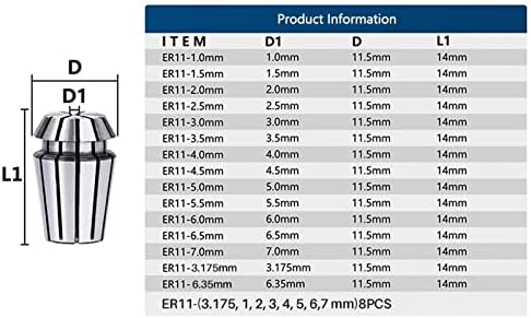 Патронник патронник gande ER11 1-7 мм 1/4 1/8 AA 0,008 mm точност ръководят ER Пружинен патронник патронник за смилане малко Битумен притежателя на 1 бр. Размер: ER11 6.5 мм)