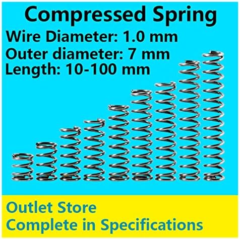 Пружина компресия Возвратная пружина Пружина компресия Диаметър система за компресиране на 1,0 мм, външен диаметър 7 mm, дължина