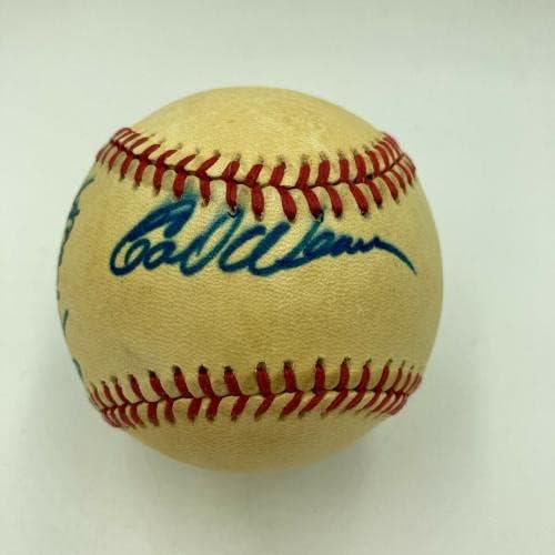 Брукс Робинсън и Ърл Уивър подписа договор с Американската Лига на бейзбол с помощта на бейзболни топки с автографи на JSA COA