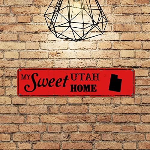 Home Sweet Home Метална Табела на Щата Юта Стенно Изкуство My Sweet Utah Home Метални Табели Силует на Американския щат Реколта Декоративни Табели за Дома Знак за Качество за Пре?