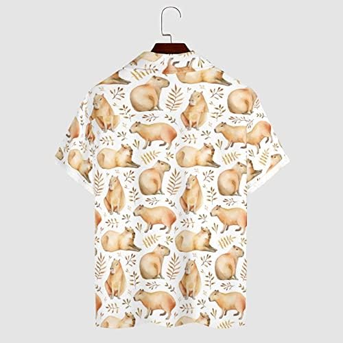 Забавна Мъжки Ежедневни Хавайска Риза Capybara копчета, Летни Плажни Тениски с Кубински Яка, Върхове