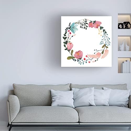 Търговска марка на Fine Art 'Romantic Floral Wreath II' Платно-арт от Wild Apple Portfolio 18x18