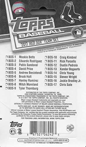 Boston Red Sox 2017 Topps Фабрика Запечатана Ограничен тираж Команден набор от 17 картички с участието на Дъстин Педрои Андрю