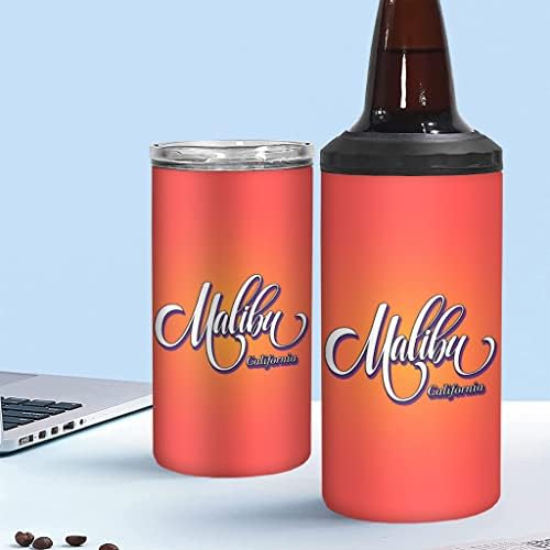 Охладител за тънки кутии с изолация Malibu California - Текстов дизайн на Охладител за тънки кутии С печат