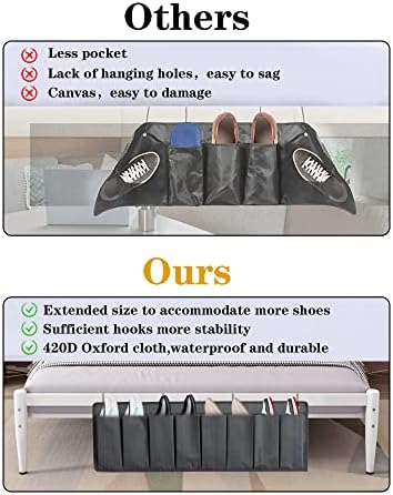 MAEPA Модернизирани джобове за съхранение на обувки на колела 8 джобове Тежки Висящи джобове за съхранение на обувки, играчки и инструменти до леглото или дивана Дълж