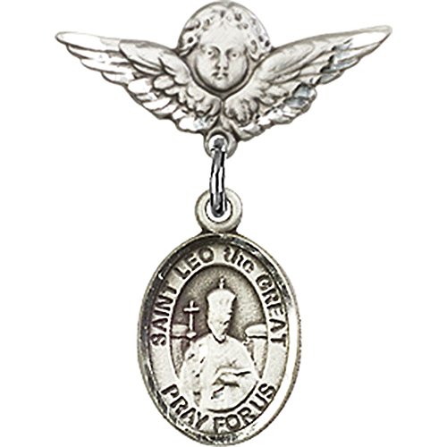Иконата на Бебето от Сребро с Иконата на Св. Лъв Велики и Икона на Ангел с Крила 7/8 X 3/4 инча