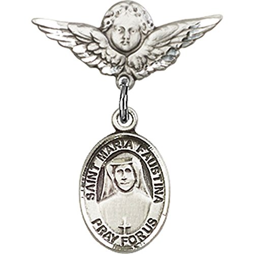 Иконата на Бебето от Сребро с Чар Св. Мария Фаустины и Икона на Ангел с Крила 7/8 X 3/4 инча