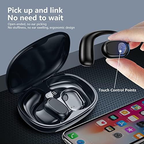 Слушалки ZRUHIG с отворени уши, Слушалки, Bluetooth 5.3 с микрофон Водоустойчивост IPX5 Безжични Слушалки с Ефектен звук премиум-клас за джогинг, разходки и тренировки