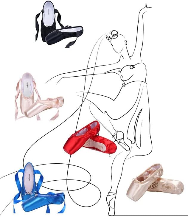 WENDYWU/Дамски Танцови Обувки За Момичета, Розови туфли-pointe обувки, балет апартаменти на Равна Подметка с Панделки,