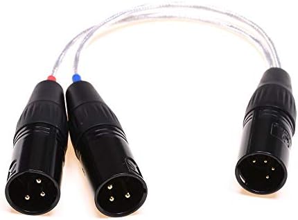 Кабел GAGACOCC XLR с Прозрачен посеребренным екран 2X 3-Пинов XLR до 4-номера за контакт конектора XLR Балансирана аудио кабел-адаптер с 4-Пинов XLR Балансирана кабел (30 см)