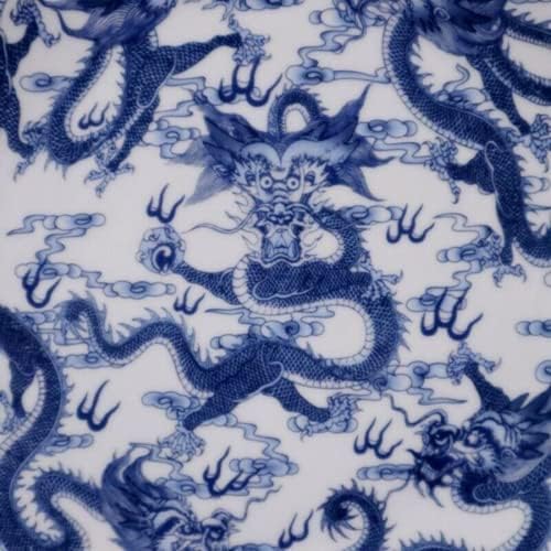 10 Стар Китайски Синьо-Бял Порцелан Ръчно Рисувани С Изображение На Дракон Чиния Декор