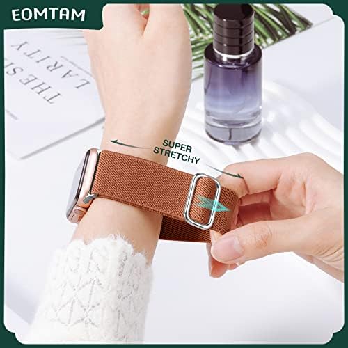 Метални Конектори EOMTAM, Еластичен найлонов ремък, който е Съвместим с каишка на Apple Watch 38 мм 40 мм 41 мм 42 мм 44 мм 45