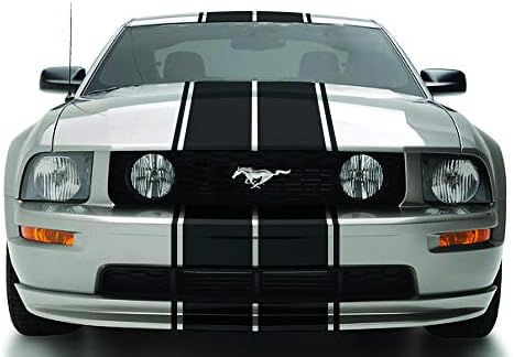 Фабричните Изделия Racing Stripes Graphics Kit 3M Vinyl Стикер, Съвместима с Ford Mustang 2005-2009 - Матово Черен