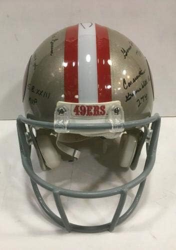 Джери Райс подписа 14 игрални каски STAT F /S с надпис, използвани 49ers hof JSA limited - Каски NFL с автограф
