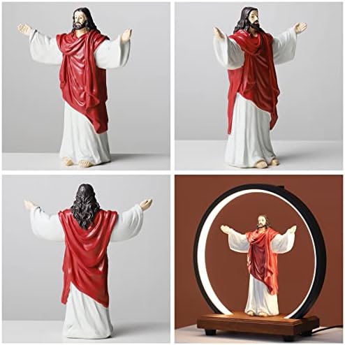 Цветна статуя на Исус от ДЮМЕЙНЫ, 10-инчов пръстен-лампа с USB интерфейс, подходящ за дарения, подаръци, религиозни дизайн