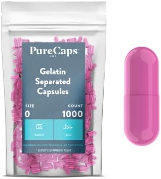 PureCaps САЩ - Празни капсули под формата на черни / червени желатинови таблетки 0 размер - Бързо разтворими