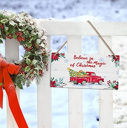 TOARTi Коледен Строителен Камион Дървена Табела с Надпис, Вярвам в Магията на Коледа, Дървена рамка, която да Закачалка с Цитат, Деревенское Зимата Коледни Монтиране н