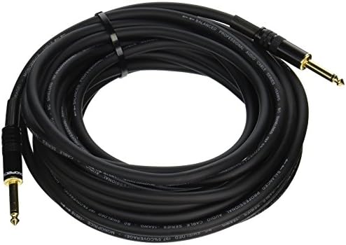 Аудио кабел Monoprice Premier Series 1/4 инча (TS) От мъжете на мъжа - 10 Метра - Черно 16AWG (Позлатени)