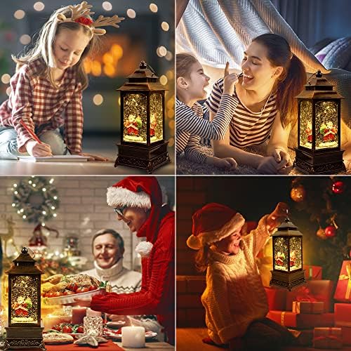 VITAKEO [Функция таймер 5 часа] Ретро Коледен фенер, Коледна украса, Коледни Подаръци, Коледна фенерче с 8 коледни музикални