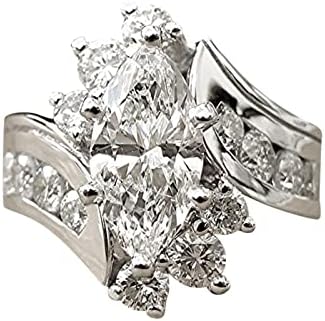 Дамски прекрасни диамантени нередовни блестящи пръстени, сребърни пръстени, циркониеви сватбени декорации за годеж, 6 10 пръстени,
