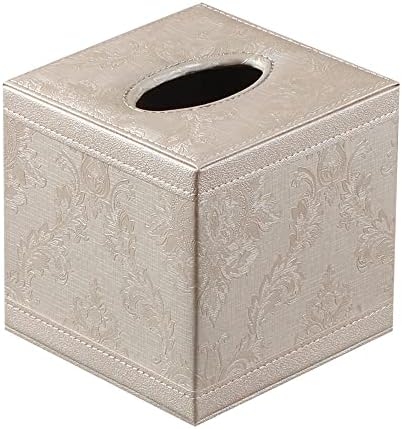 Квадратна капак кутии за салфетки Militwo от кожена тъкан с магнитно дъно - Модерен Притежателя кутии за салфетки във формата на кубче за масата, Диспенсер за хартиени