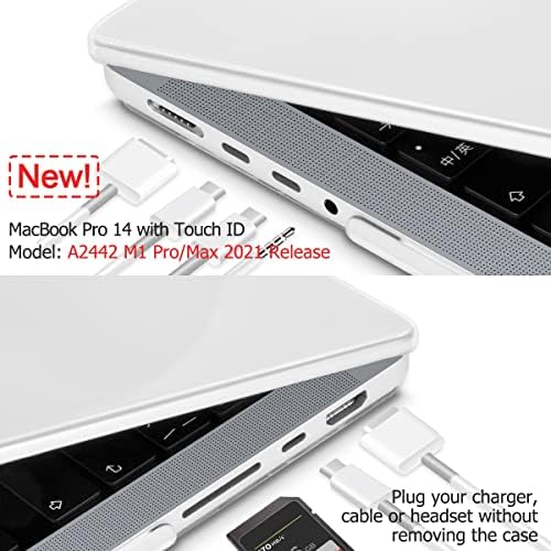 Mektron за MacBook Pro 14 Инча 2021, най-новият модел A2442 с Touch ID, Прозрачен Калъф за носене, Пластмасова Твърда Обвивка, Защитно фолио за екрана, Клавиатурата, Прахоустойчив калъ