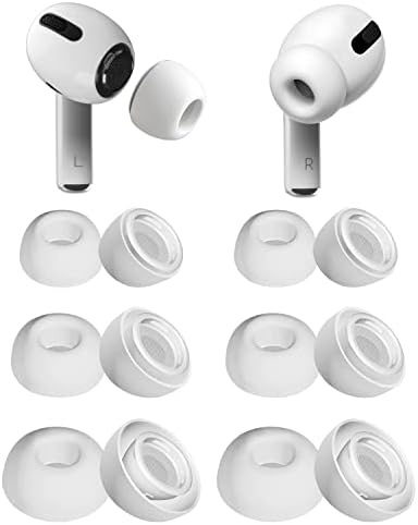 6 Двойки ушни притурки SIXFU, съвместими с AirPod Pro/AirPods Pro 2-ро поколение, сменяеми силиконови втулки с дупка за