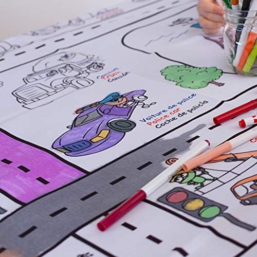 Детска покривка оцветяване BIMOO за транспорт и пътища - Моющаяся и множество плат за Оцветяване - идеален за парти по