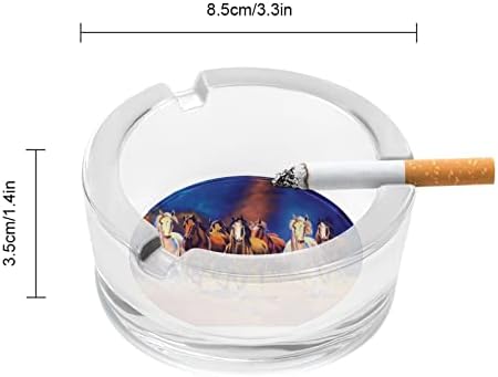 Акварелни Кон Кръгли Стъклени Пепелници Титуляр за Портсигара Скъпа Пепелник За Пушачи