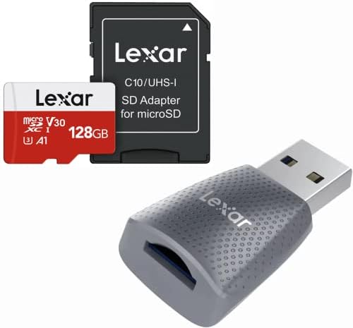 Комплект карти Micro SD Lexar, Високоскоростен карта с флаш памет TF карта с Капацитет 128 GB с адаптер и устройство на четец