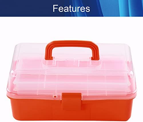 Jutagoss Преносим Сгъваема Кутия за Инструменти Трислоен Кутия За Съхранение с Конзола чекмедже Пластмасова