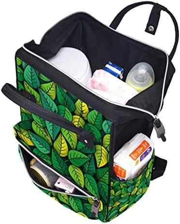 Чанта за Пелени с Шарките на Зелени Листа, Раница, Чанта За Смяна на Бебешки Памперси, богат на функции Пътна Чанта с Голям Капацитет