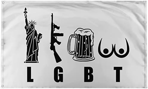 Banger - ЛГБТ - Liberty Guns Бира, цици, Мотивирующий, вдъхновяващ Дизайн декор за офис на салона на стената на общежитието на знамето размер 3X5 метра, с 2 люверсами за удобно з?