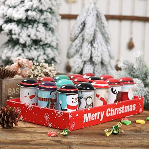 Amosfun Коледна Кутия За Бисквити Банка Контейнери с Капаци За Съхранение на Шоколадови Коледни сладки Лидице Банка за Коледни Новогодишни Партита