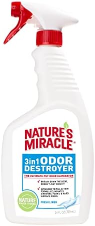 Nature's Miracle P-5452 Средство за унищожаване на мирис 3 в 1, Аромата на прясно бельо, 24 грама