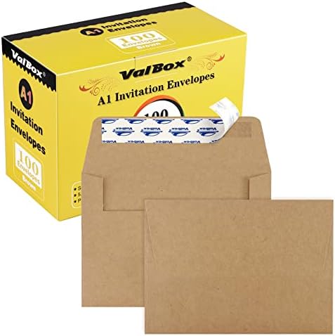Пликове за покани ValBox A1 100 Броя- 3,5 x 5Кафяви Пликове с самозаклеивающейся печат на Покани, Сватбени, детски душ, малки подаръци картички, благодарственных бележки, RSVP