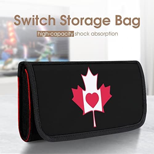 Чанта за носене с флага на Канадския кленов лист и Сърце, Съвместима с щампи Switch, Защитен Калъф, Тънък Войлочный Торбичка с 5 карточными карти