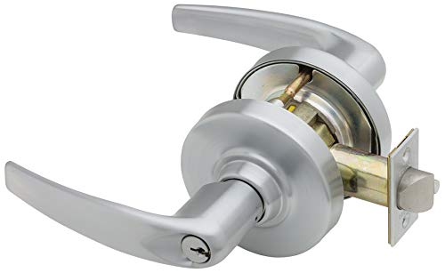 Цилиндрична ключалка Schlage Commercial ND50RDTLR605 серия ND Grade 1, Бутон за заключване на вход / офис, дизайн с трубчатым лост, тапицерия от светлата месинг