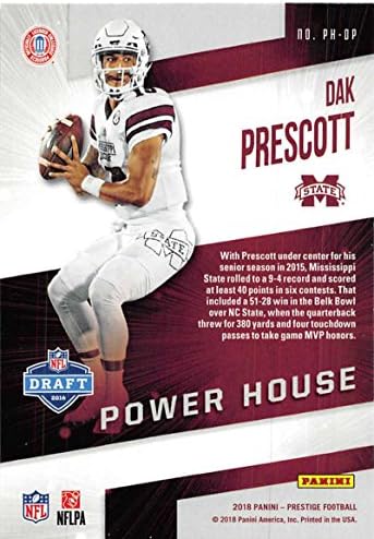 2018 Prestige NFL Power House PH-DP Дък Прескот, щата Мисисипи, Булдог Панини Футболна карта