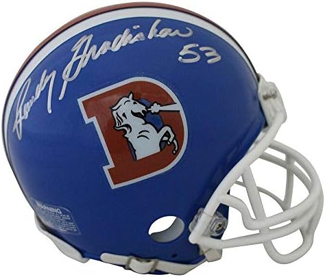 Мини-Каска с логото на Denver Broncos Д с автограф от Ранди Градишара JSA 23369 - Мини-Каски NFL с автограф