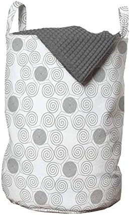 Геометричен чанта за дрехи Ambesonne, с Кръгла форма, Свързването с Спиралевидными кръгове, под формата На Шестиугольных