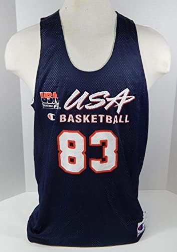 Пусната е играта на 1990-те години за националния отбор на САЩ по баскетбол #83 Тъмно-Бяла Тренировочная Майк XL DP25461 - Използвана от играта НБА