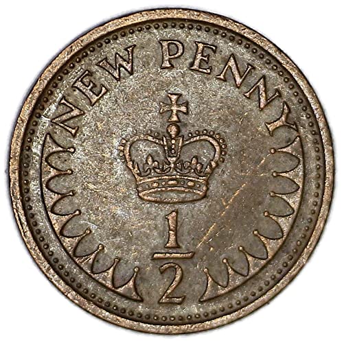 1975 Без марка Монетен двор на Великобритания Елизабет II, 2-ри Портрет 1/2 Новия Пени Продавачът Добър