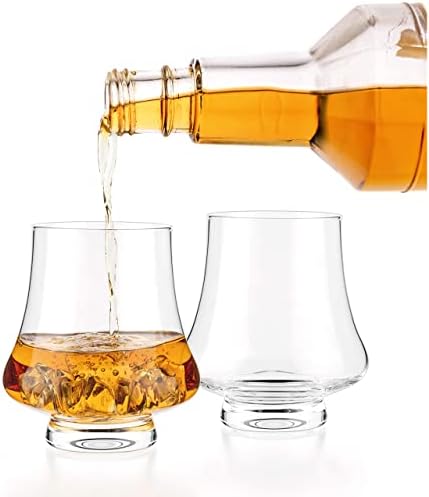 LUXBE - Кристална чаша за бурбонского уиски, Набор от 4 Широки чаши за дегустация - Ръчна изработка - Подходяща