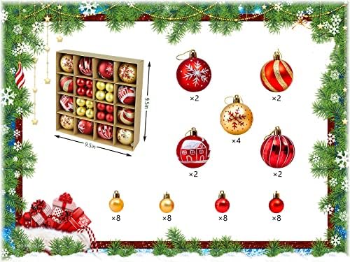 Коледна украса,Коледни балони,Декорация за Коледни топки,Определени от 44 Коледни топки,Украси за Коледната елха червени