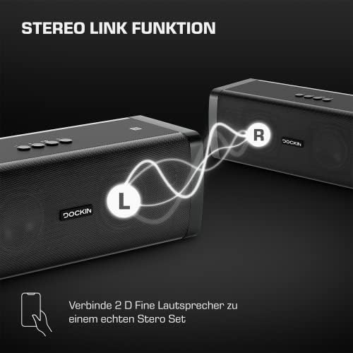 DOCKIN D FINE 50 W, Hi-Fi Bluetooth високоговорител - Преносим мини-озвучителна система с ясни 2-бандов стерео, силен бас