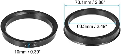 Универсални пръстени за центриране на автомобилни ступиц ACROPIX от 73,1 мм до 63,3 мм, Черно - Комплект от 4