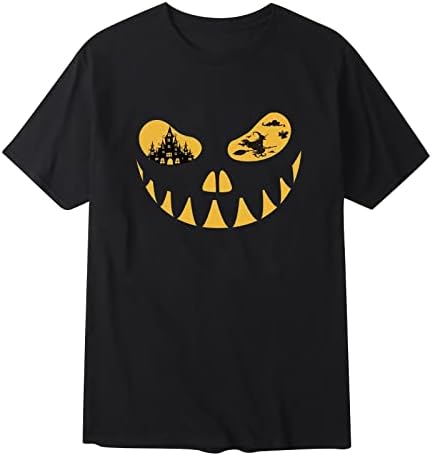 XXBR Мъжки Тениски на Хелоуин, Солдатская Тениска С къс ръкав и Принтом Скелета, Смешно Графика тениска с кръгло