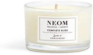 NEOM - Ароматна свещ Complete Bliss, Размер за пътуване | Ароматна роза, Лайм и Черен Пипер | Ароматерапевтическая