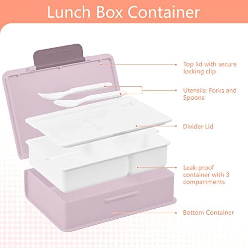 Кутия за обяд ALAZA Pink Cherry Blossom Bird с цветен модел Bento, Херметични Контейнери за обяд, които не съдържат